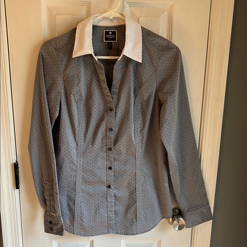Express Gray Shirt with White Collar